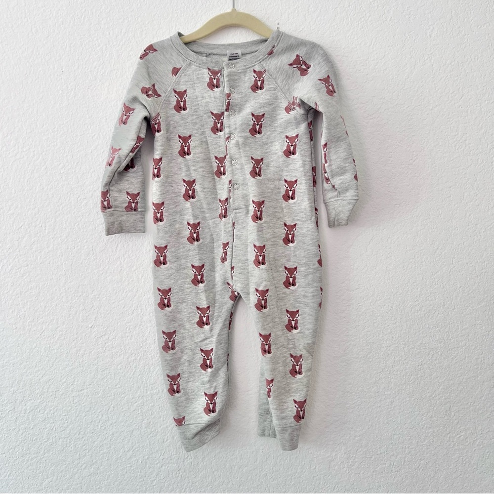 Peek Kids Little Peanut Gray Sweatsuit Fox Print Outfit Sz 12-18M